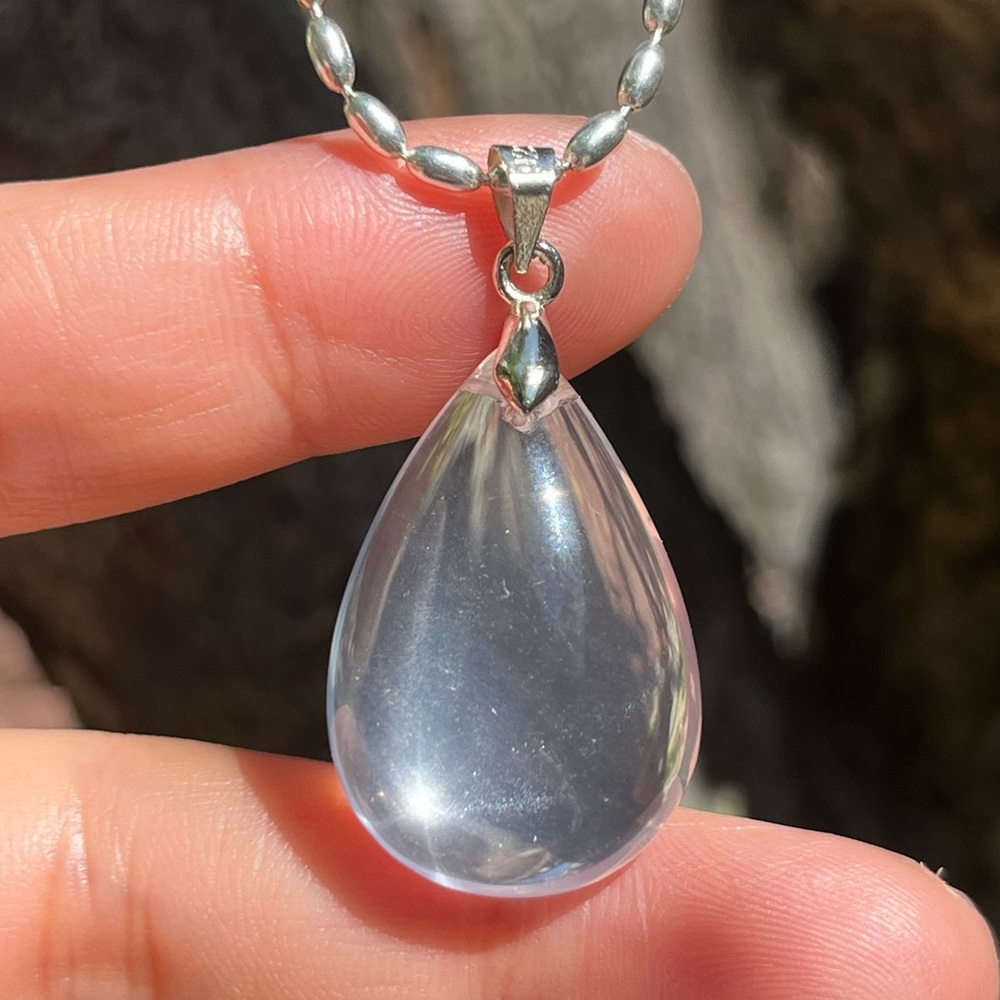 Sterling silver star‎ line rose quartz pendant 1720